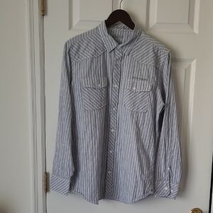 Calvin Klein Men's Blue and White Striped Shirt